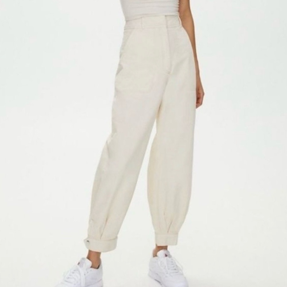 WILFRED Free Malina Pant Slouchy Mid Rise Beige Cargo Pants Womens 6